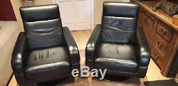 Gorgeous, comfortable black leather swivel chairs office, lounge, cinema room