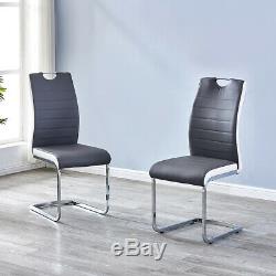 Gray/white Faux Leather Dining Chairs With Chrome Legs Set Of 2/4 Office Chairs