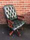 Green Chesterfield Leather Office Chair Director Swivel Captain Armchair
