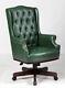 Green Captains Leather Desk Office Chair Chesterfield High Back Managers