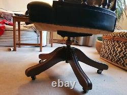 Green Leather Captains Banker's Chesterfield Swivel reclining Desk office Chair