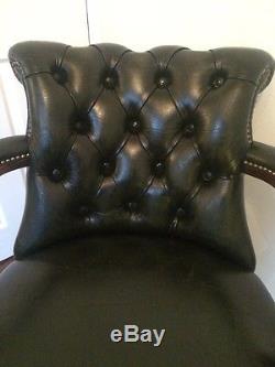 Green Leather Chesterfield Captains Chair BESPOKE Office Chair FREE UK P&P