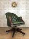 Green Leather Chesterfield Captains Directors Chair Office Desk £55 Delivery