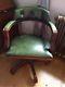 Green Leather Chesterfield Captains Office Chair Swivel