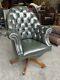 Green Leather Chesterfield Directors Captains Office Desk Chair We Deliver Uk