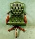 Green Leather Chesterfield Office Captains Chair