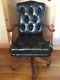 Green Leather Chesterfield Style Swivel Gainsborough Captains Office Chair Ducal