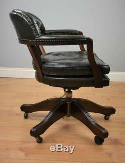 Green Leather swivel office/desk chair