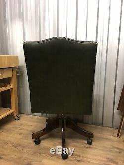 Green leather chesterfield captains chair, office Chair Delivery Available