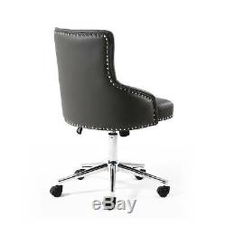 Grey Luxury Chesterfield Buttoned Leather Swivel Office Chair