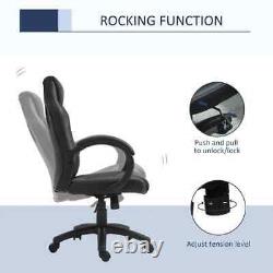 Grey PU Leather Executive Racing Swivel Gaming Office Chair 108H x 71D x 61Wcm