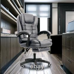 Grey Recliner Massage Home Office Gaming Chair Swivel Tilt Seater in PU Leather