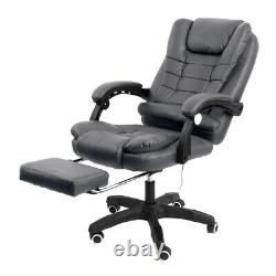 Grey Recliner Massage Home Office Gaming Chair Swivel Tilt Seater in PU Leather