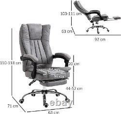 Grey Upholstered Executive Office Chair Recliner Swivel Thick Padding Desk Seat