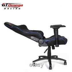 Gt Omega Pro Racing Gaming Office Chair Black Blue Leather Esport Seat OC-F0014