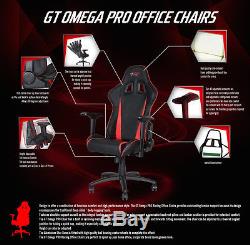 Gt Omega Pro Racing Gaming Office Chair Black & Red Leather Esport Seats