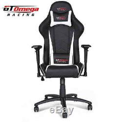 Gt Omega Pro Racing Gaming Office Chair Black White Leather Esport Seat OC-F0015