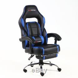 Gtforce Pace Blue Reclining Leather Sports Racing Office Desk Chair Gaming