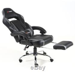 Gtforce Pace Grey Reclining Leather Sports Racing Office Desk Chair Gaming