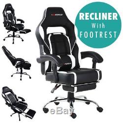 Gtforce Pace White Reclining Leather Sports Racing Office Desk Chair Gaming