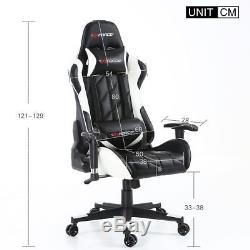 Gtforce Pro Gt White Reclining Sports Racing Gaming Office Desk Pc Leather Chair