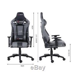 Gtforce Speed Grey Reclining Sports Racing Gaming Office Desk Car Leather Chair
