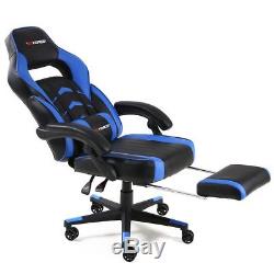 Gtforce Turbo Blue Reclining Leather Sports Racing Office Desk Chair Gaming