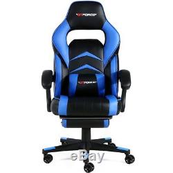 Gtforce Turbo Blue Reclining Leather Sports Racing Office Desk Chair Gaming