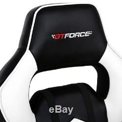 Gtforce Turbo White Reclining Leather Sports Racing Office Desk Chair Gaming