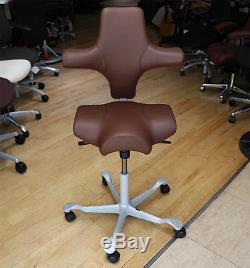 HAG Capisco 8106 Chair, Brown Leather and Silver Frame Special Price
