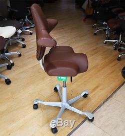 HAG Capisco 8106 Chair, Brown Leather and Silver Frame Special Price