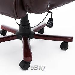 HOMCOM Computer Office Chair Brown PU Leather Adjustable Armrest Comfortable