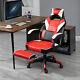 Homcom Ergonomic Gaming Office Chair With Padding Footrest Neck Back Pillow Red
