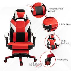 HOMCOM Ergonomic Gaming Office Chair with Padding Footrest Neck Back Pillow Red