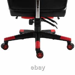 HOMCOM Ergonomic Gaming Office Chair with Padding Footrest Neck Back Pillow Red