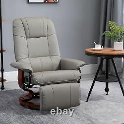 HOMCOM Ergonomic Office Recliner Sofa Chair PU Leather Armchair Lounger Grey