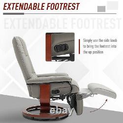 HOMCOM Ergonomic Office Recliner Sofa Chair PU Leather Armchair Lounger Grey
