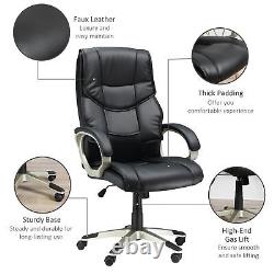 HOMCOM Executive Office Chair Faux Leather Computer Desk Chair Blac, Refurbished