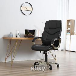 HOMCOM Executive Office Chair Faux Leather Computer Desk Chair with Wheel Black
