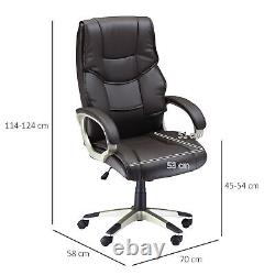 HOMCOM Executive Office Chair Faux Leather Computer Desk Chair with Wheel Brown