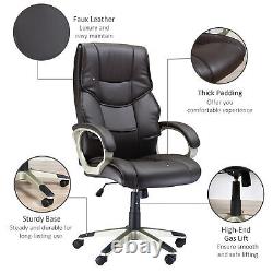 HOMCOM Executive Office Chair Faux Leather Computer Desk Chair with Wheel Brown