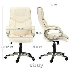 HOMCOM Executive Office Chair Faux Leather Computer Desk Chair with Wheel White