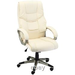HOMCOM Executive Office Chair Faux Leather Computer Desk Chair with Wheel White