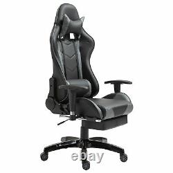 HOMCOM Gaming Chair Office Gamer Swivel Executive High Back PU Leather, Grey