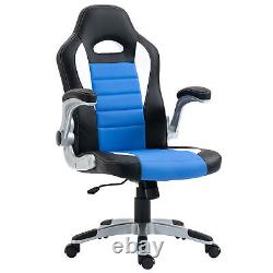 HOMCOM Gaming Chair PU Leather Office Chair Swivel Chair with Tilt Function, Blue