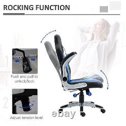 HOMCOM Gaming Chair PU Leather Office Chair Swivel Chair with Tilt Function, Blue