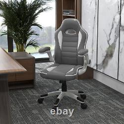 HOMCOM Gaming Chair PU Leather Office Chair Swivel Chair with Tilt Function Grey