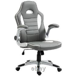 HOMCOM Gaming Chair PU Leather Office Chair Swivel Chair with Tilt Function Grey