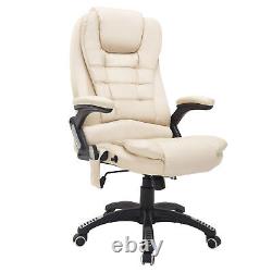 HOMCOM Heated Vibrating Massage Office Chair with Reclining Function, Beige