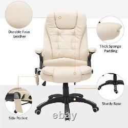 HOMCOM Heated Vibrating Massage Office Chair with Reclining Function, Beige